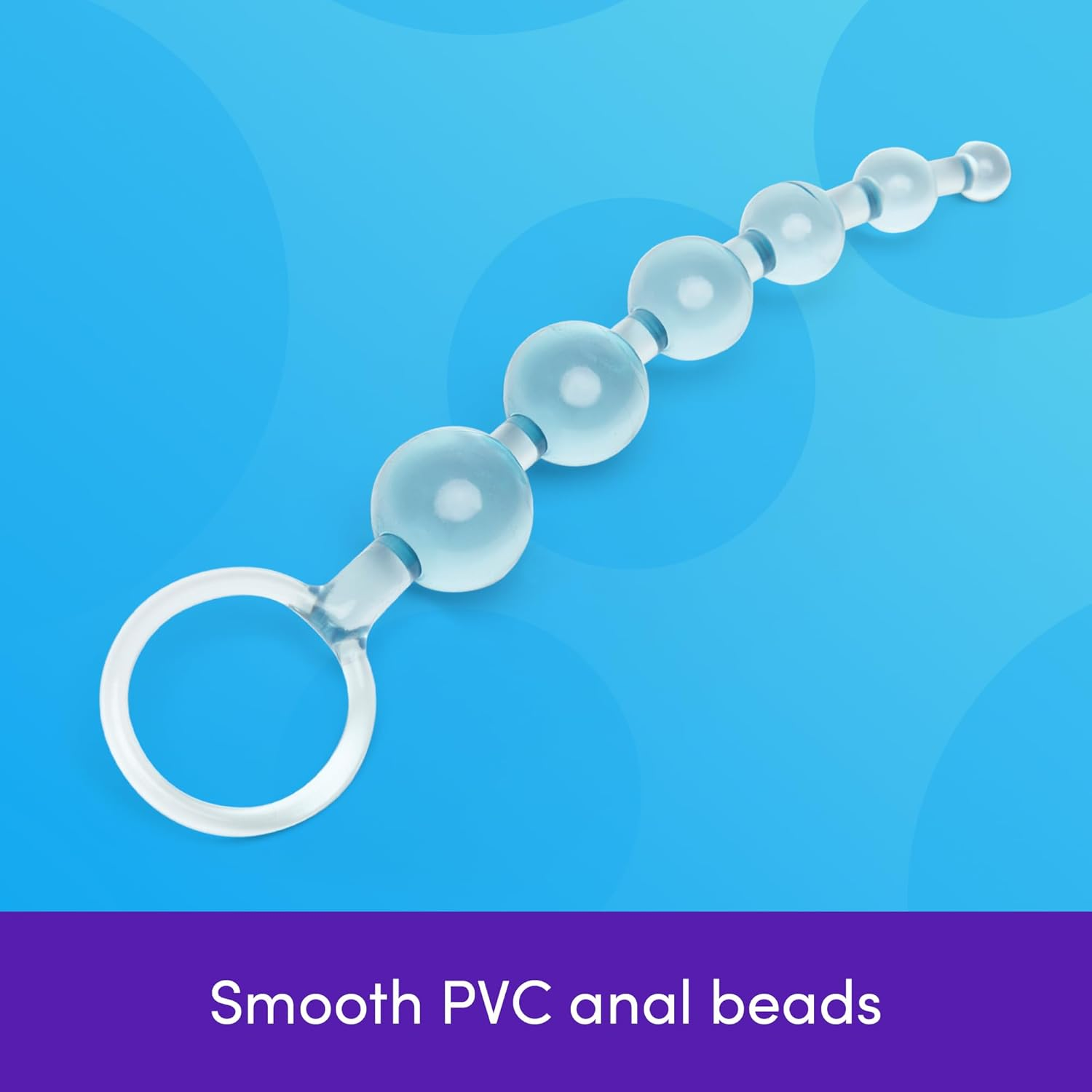 Lovehoney Blue Anal Beads String with Finger Loop - Smooth and Flexible PVC - Beginner Friendly - Graduated Sizes - 6 Inch
