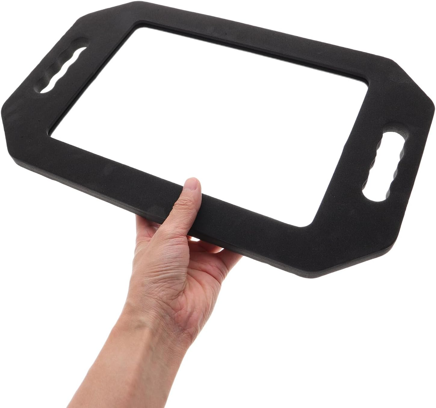 ROMISBABA High Definition Handheld Mirror with Foam Handle Unbreakable Rectangular and round Salon Back Mirror for Barbers and Hairstylists Reflection for Precise Haircuts Drop-Resistant