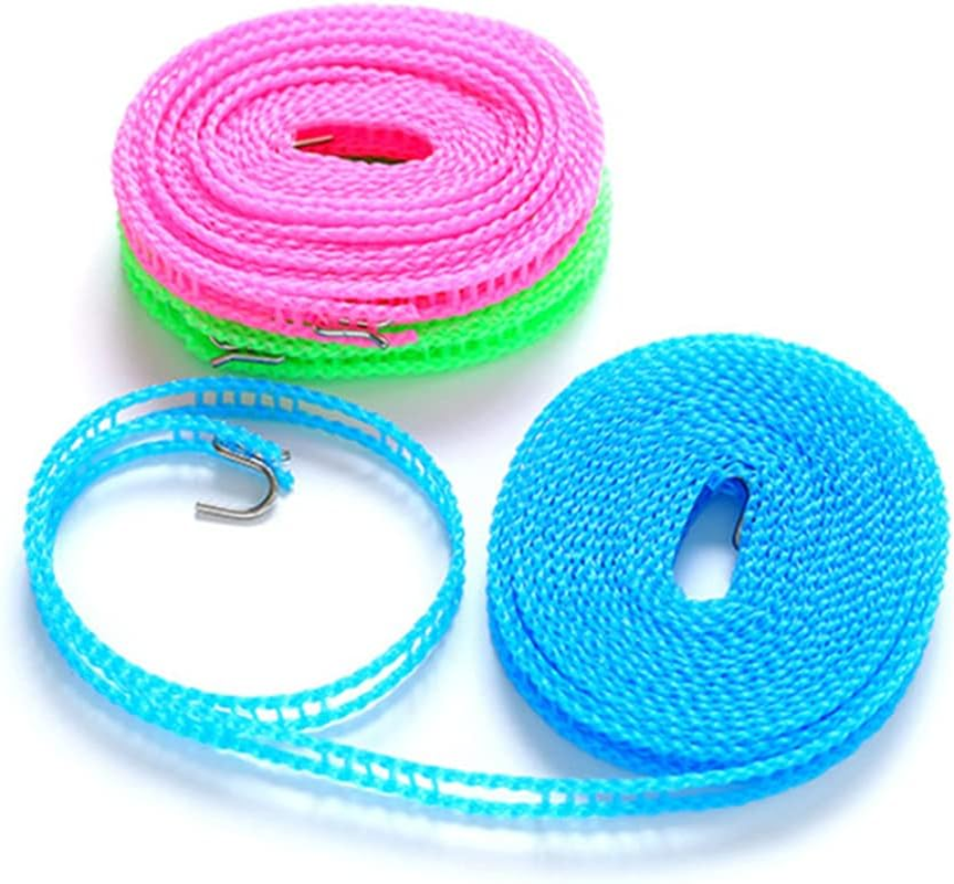 1Pcs 5 Metres Non-Slip Clothes Line Windproof Hanging Fence Line Type Clothes Line for Travel Home to Laundry - Blue - Blue image number 3