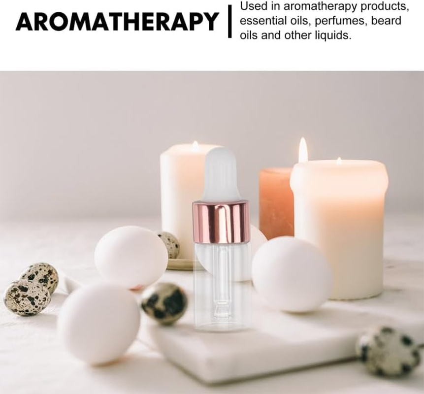 ULTECHNOVO 50Pcs Essential Oil Bottle 5Ml Dropper Bottles Glass Bottles with Droppers Glass Bottle with Dropper Glass Container with Lid Carafe with Lids Mini Travel Chemicals Soda Lime Glass image number 2