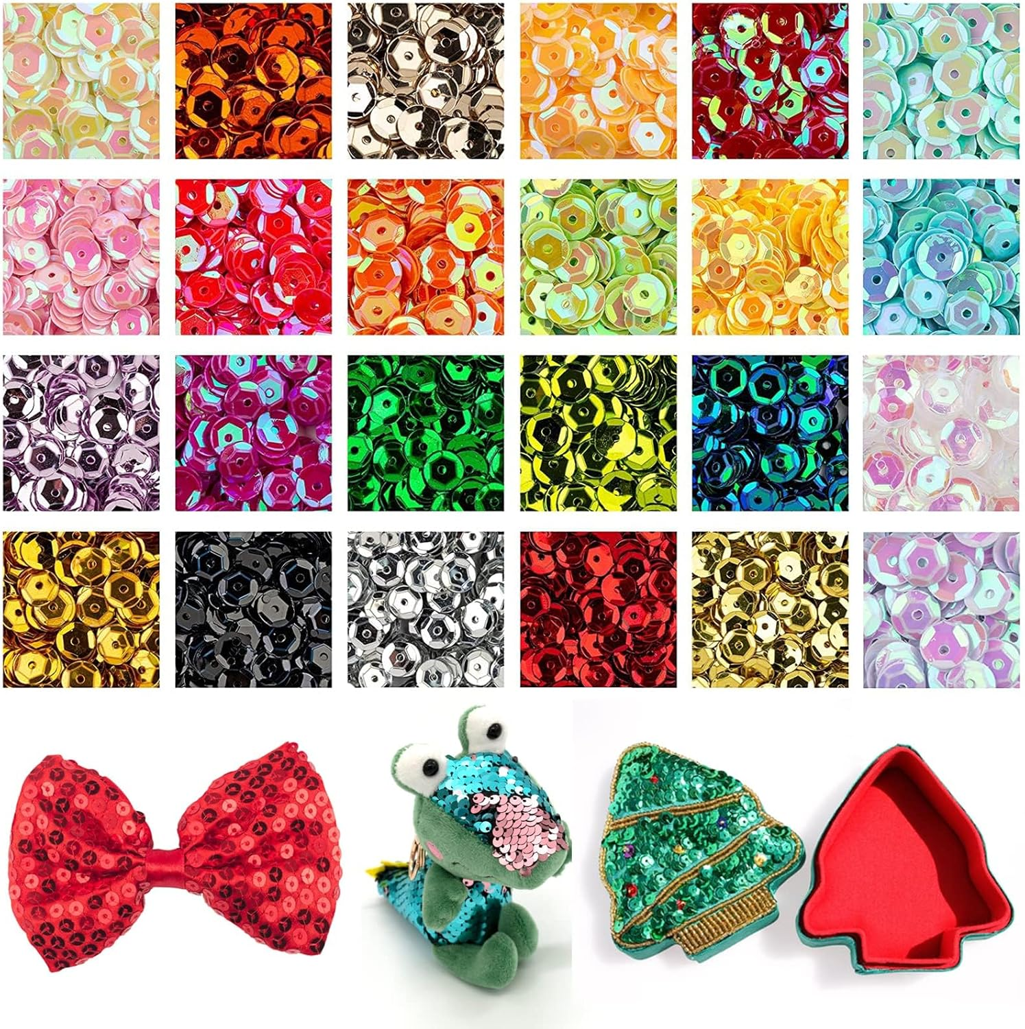 36000 Pieces 24 Colours 5 Mm Sequins Craft Colourful Sequins with Box Loose Craft Glitter Rainbow Sequin Cup Rainbow Cup Sequin for DIY Crafts image number 1