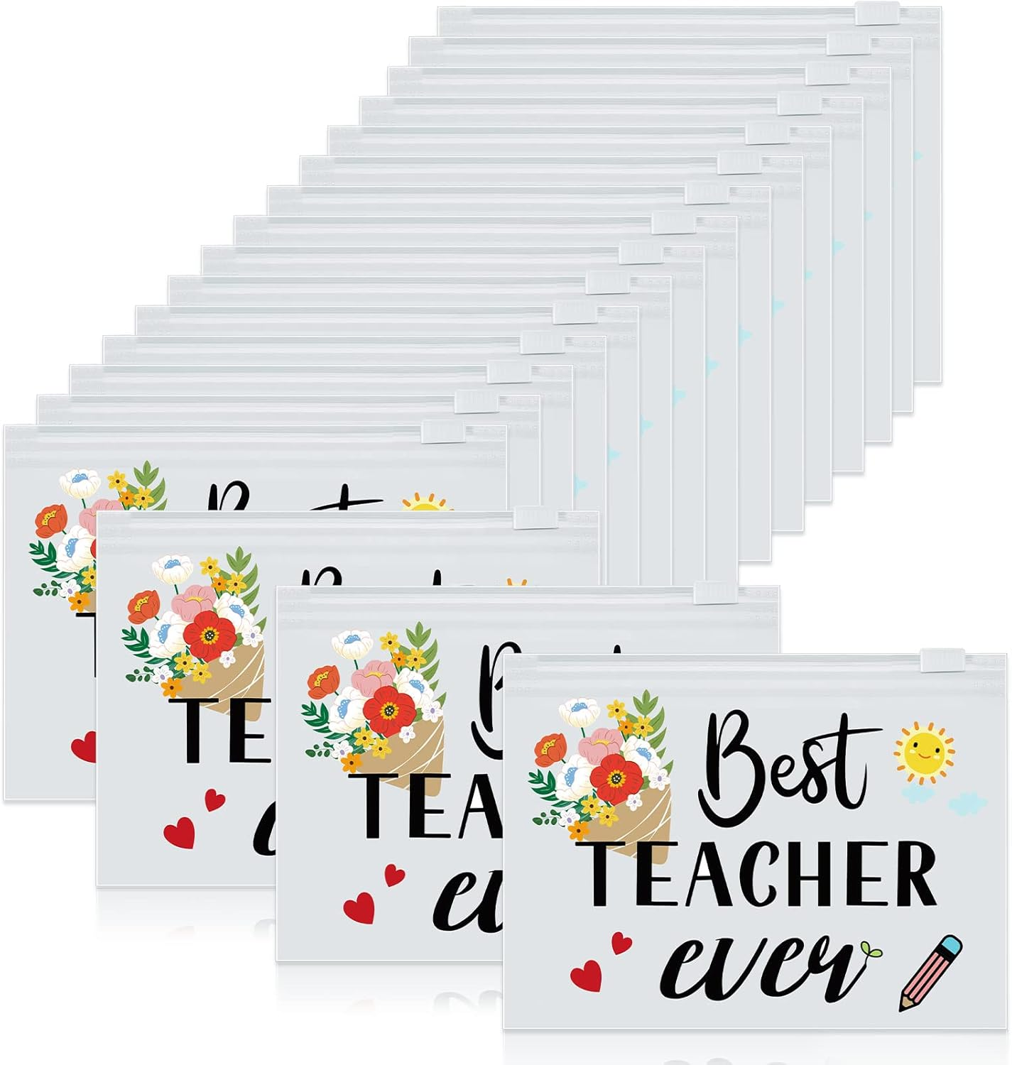 Cunno 60 Pcs Christmas Teacher Appreciation Gifts Bulk Small Teacher Survival Kit Bag Waterproof Makeup Pouch Cosmetic Pencil Bag Thank You Gifts for Women Teacher Graduation Gifts, Best Teacher Ever image number 6