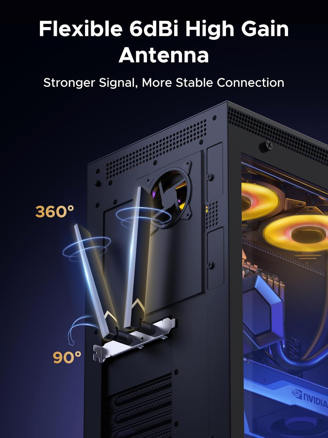 UGREEN Wifi 7 BE6500 Pcie Wifi Card, Bluetooth 5.4, IEEE 802.11Ax/Be, 6G/5G/2.4G Tri Band, MLO Technology, Flexible Dual 6Dbi High Gain Antenna, WPA3 Personal/Enterprise, Supports Windows 11 Only image number 1