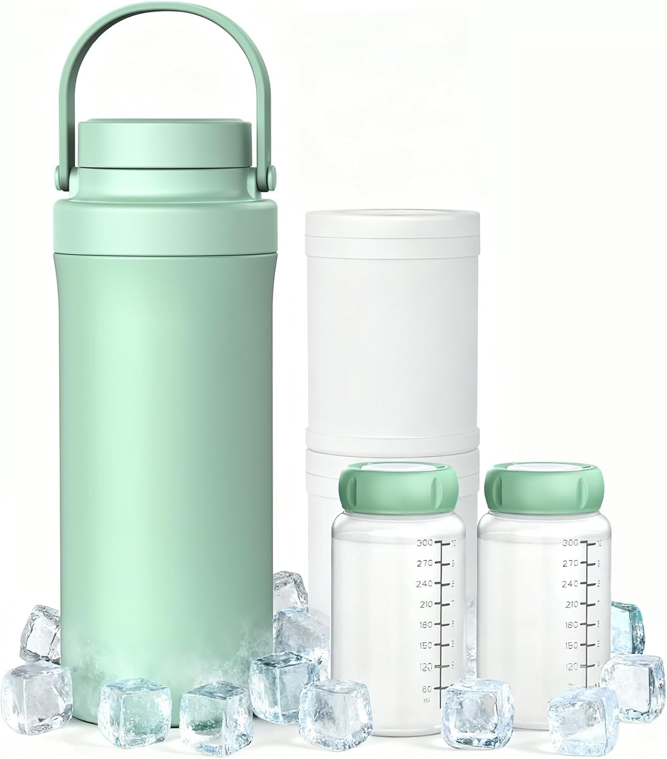 Portable Breast Milk Cooler, 600Ml Larger Capacity Milk Cooler Bottle for Breastmilk, Breastmilk Chiller 360&deg;Cooling for 24 Hours, Baby Feeding Essentials with 2Pcs Breastmilk Storage Bottle, Bpa-Free image number 3