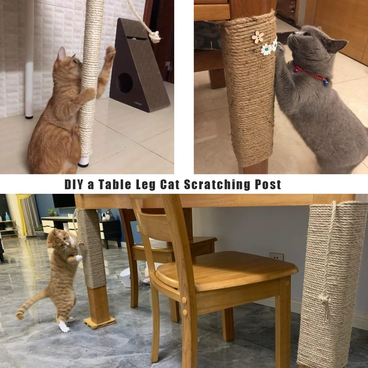 Sisal Rope for Cat Tree Repairing 66 FT, 1/4 Inch (6Mm) Diameter Sisal Rope for Cat Scratching Post Replacement, DIY Cat Scratcher, Brown image number 7