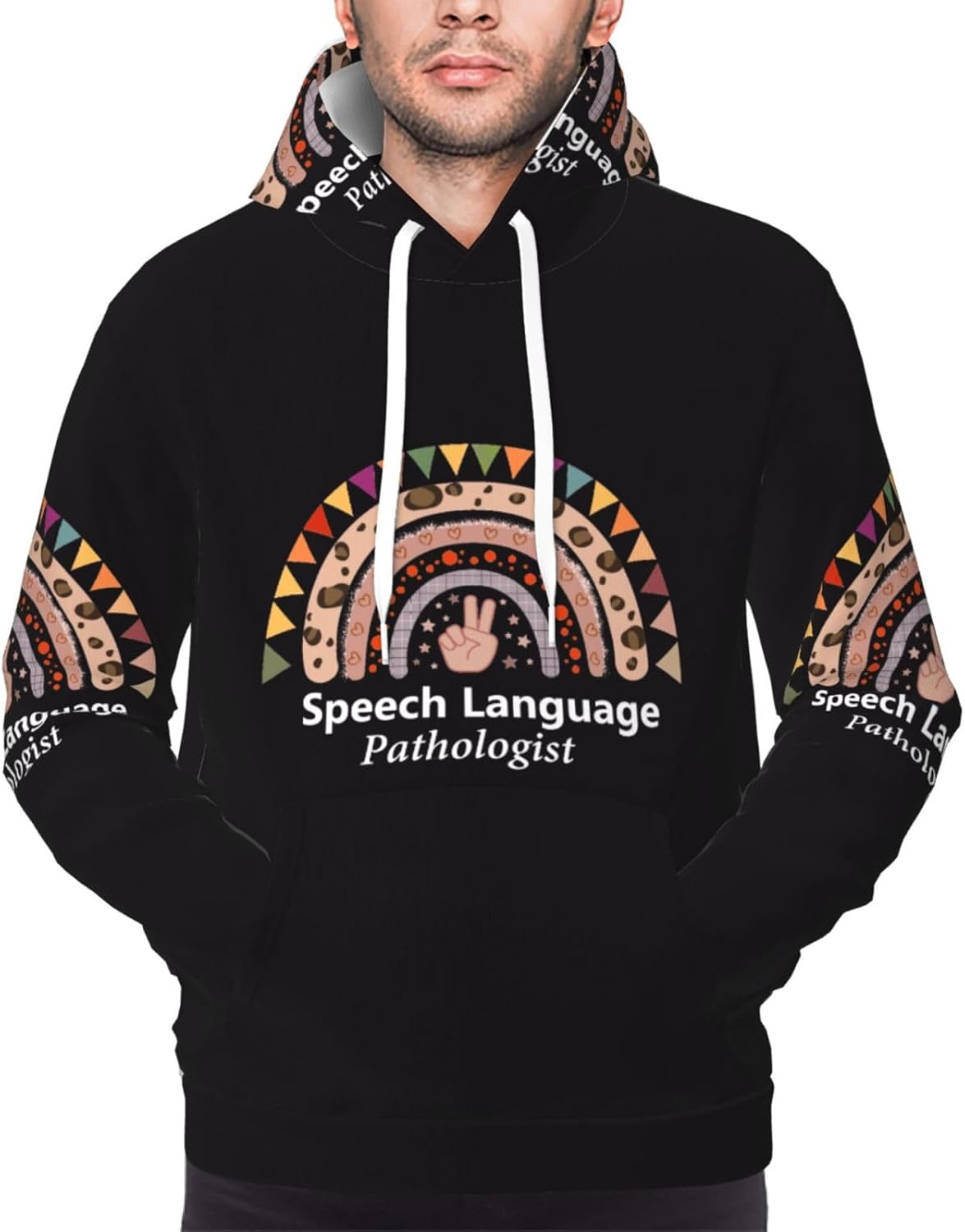 Yuhong Hub Speech Therapy Speech Language Pathologist Therapist Men'S Hoodie Long Sleeve Hooded Sweatshirt Pullover Shirts with Pocket Fleece Hoodie for Men image number 1