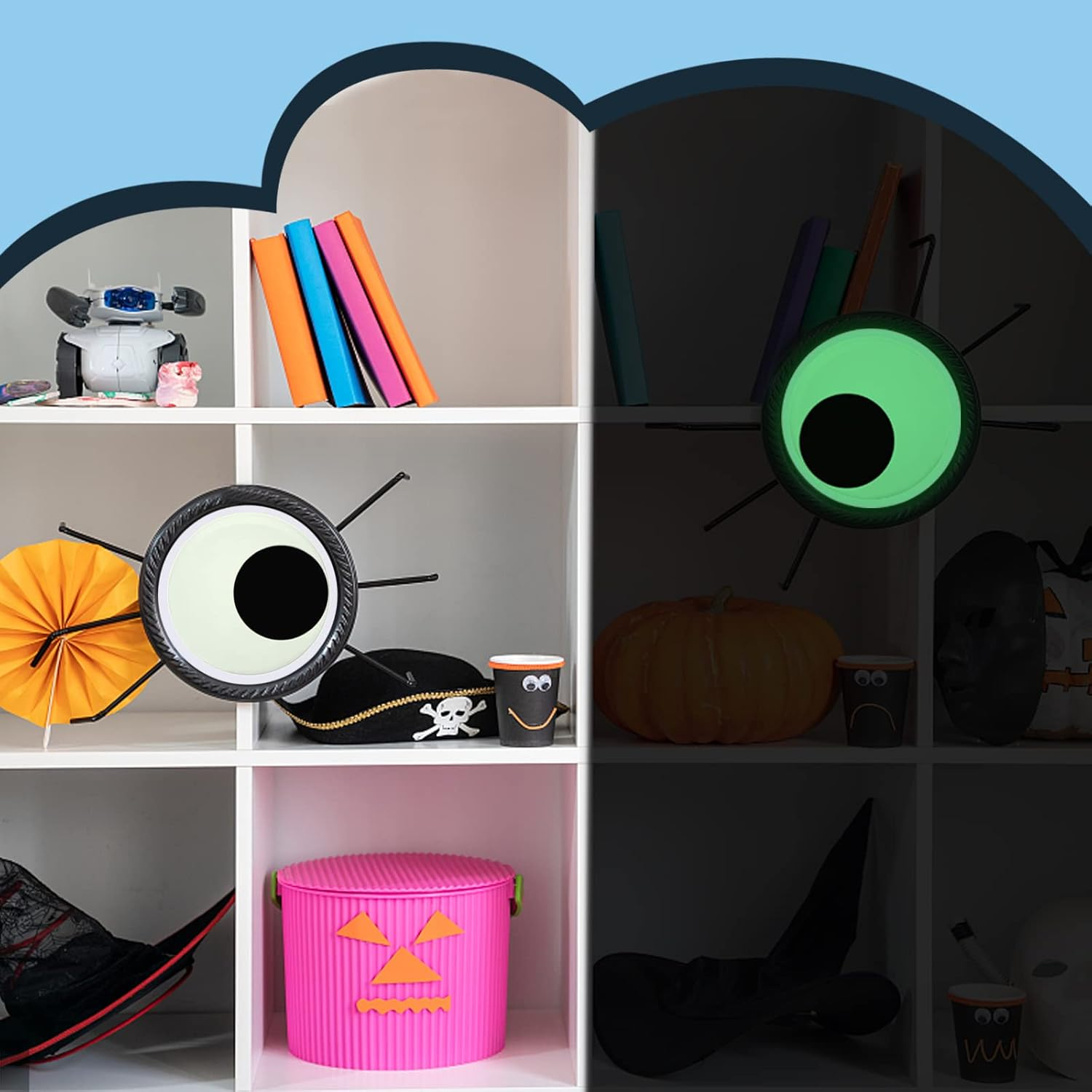 Cinvo 7 Inch Glowing Googly Eyes Self Adhesive 18Cm Giant Wiggle Eyes Glowing in the Dark Large Decor Eyes for Party Refrigerator Door Christmas Trees Car DIY Craft Projects (Pack of 2) image number 1