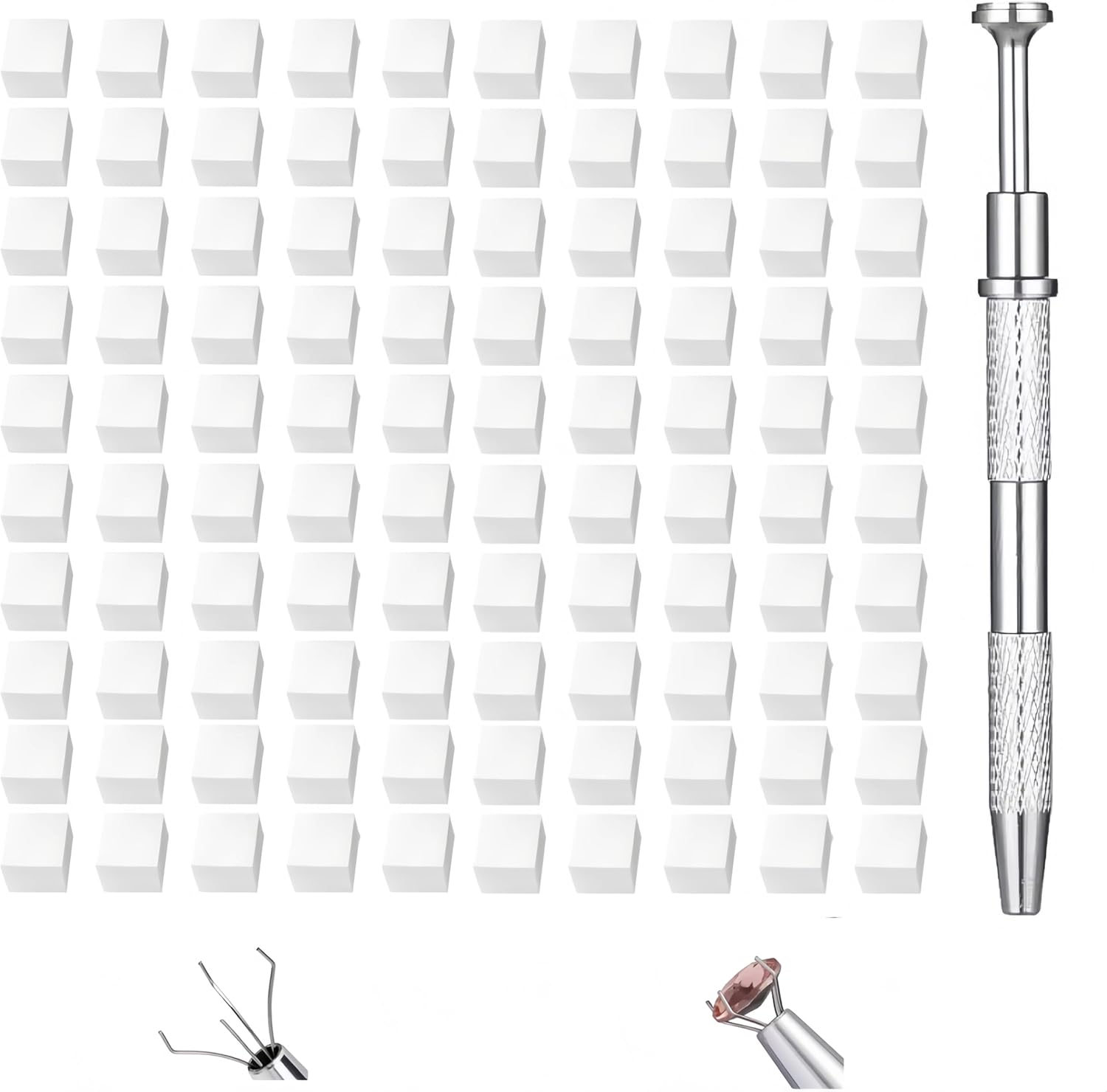 Aknebriax 100Pcs White Nail Art Sponges and 1Nail Sponge Gripper for Ombre , Nail Art Sponge Brush,Nail Art Sponges for Ombre. image number 3