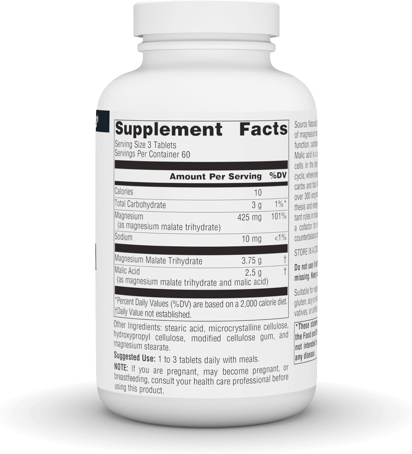 Source Naturals Magnesium Malate 1250 Mg per Serving Essential Magnesium Malic Acid Supplement - 180 Tablets image number 5