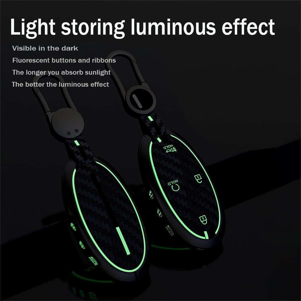 Ontto Luminous Car Key Cover Fit for Hyundai Tucson Kona SX2 EV Ioniq 6 Ioniq 5N Sante Fe Elantra 2023-2025 Metal Smart Shell Case Key Holder Keyring Keychain Styling Accessories 7 Buttons Black - 5 Buttons-Black image number 4