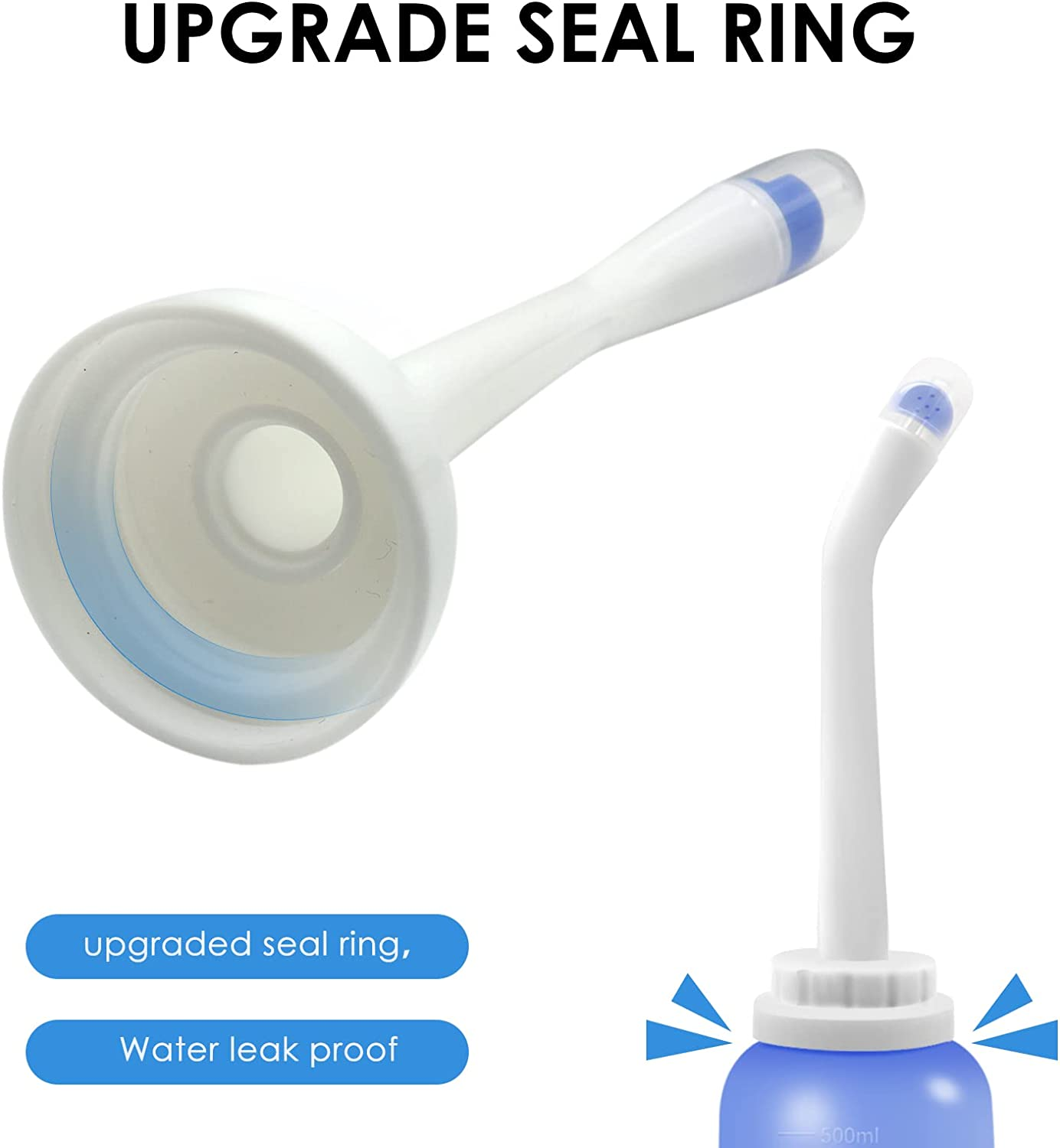 RUFCRIL Peri Bottle, Portable Travel Bidet with Carry Bag, TPE Material Can Be Boiled, 500Ml Capacity with 2 Sealing Ring,Essentials for Postpartum Perineal Care,Hemorrhoid Treatment,New Baby image number 2