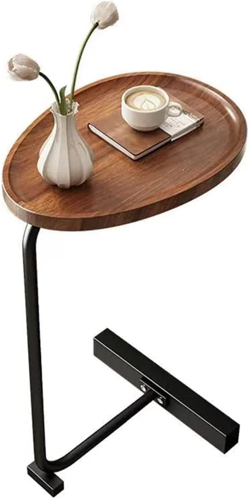 C Shaped End Table, C Table for Couch,Coffee End Table,Sofa Snack Side Side Tables,With Metal Frame, Industrial, for Living Room,Bedroom (Style D)