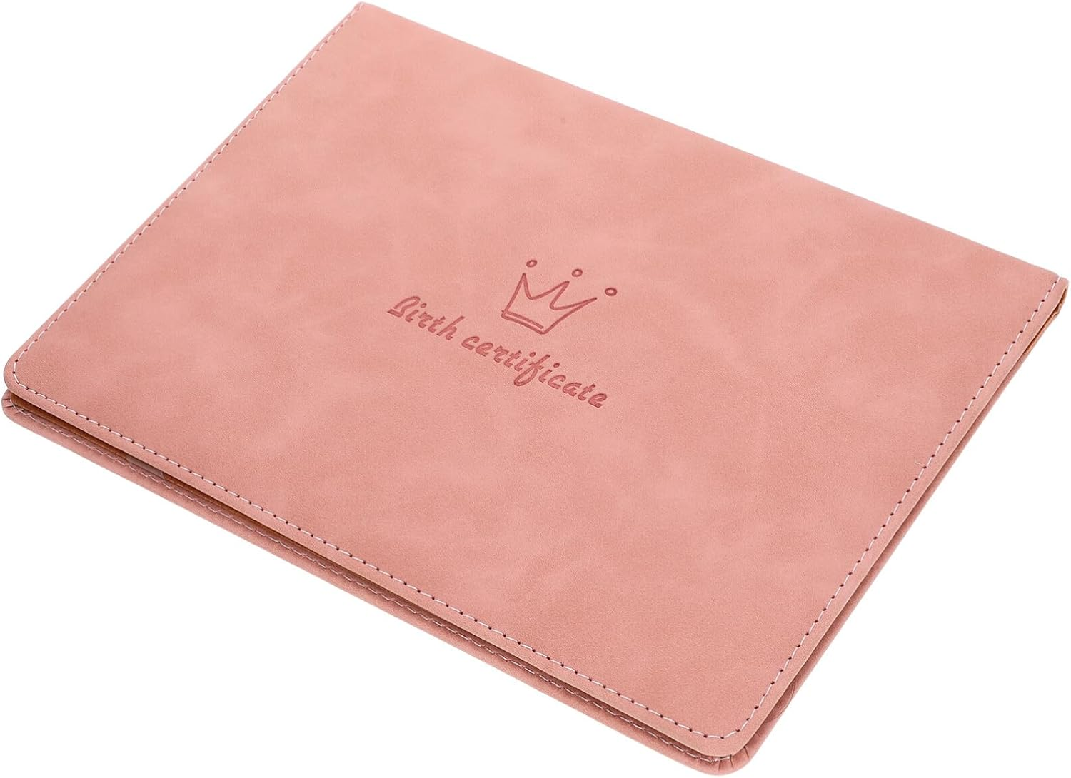 Pink Leather Birth Certificate Protector - Baby Birth Certificate Holder with Cartoon Patterns, 8.84X6.29In, Keepsake Storage for Important Documents