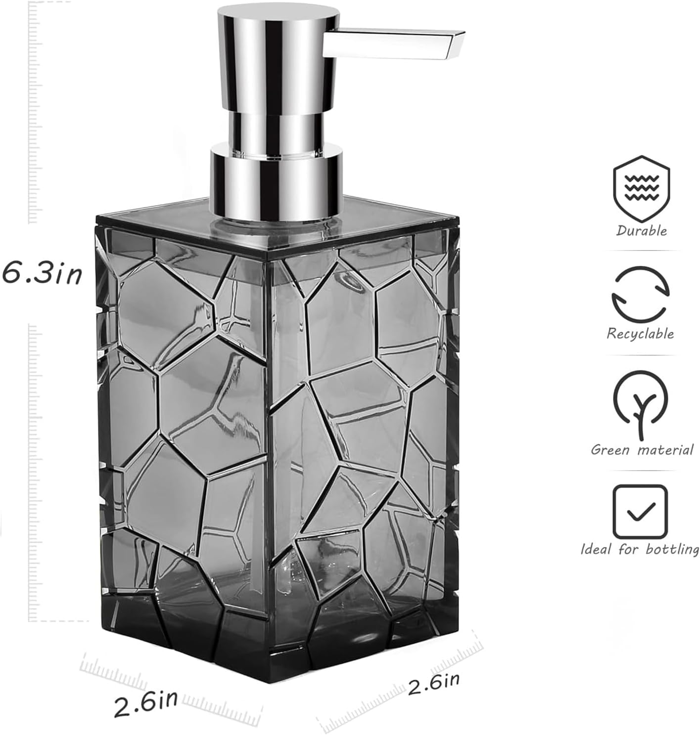 Clear Acrylic Soap Dispenser, Shampoo and Conditioner Dispenser Set, 2 Pack, 320Ml Capacity, Reusable Modern Bathroom Hand Soap Dispenser (Gray - 2Pack)