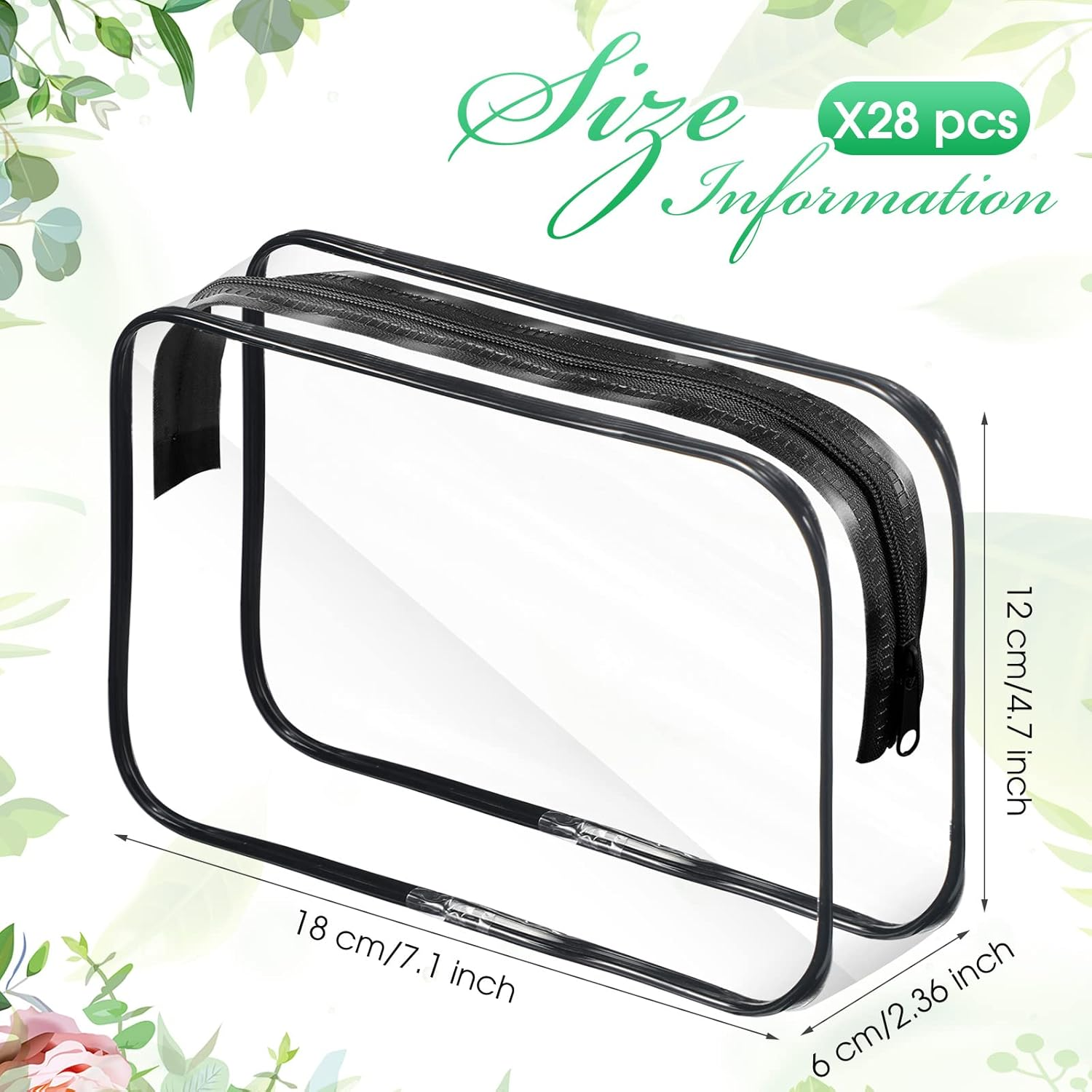 Reginary 28 Pieces Clear Cosmetic Makeup Bags with Zipper Bulk Travel Size Plastic Toiletry Carry Pouch Waterproof Portable Transparent Zippered Organizer Case for Women Men Traveling and Organizing, image number 2