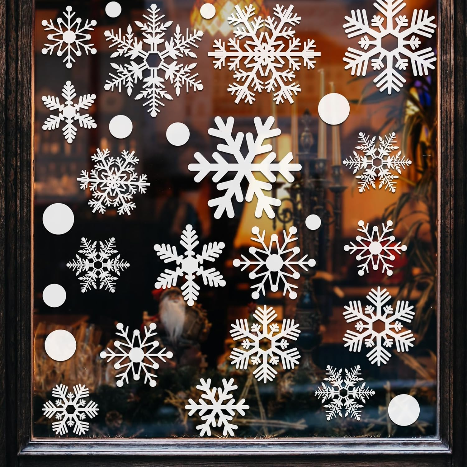 321Pcs Christmas Window Clings for Glass Windows 9Sheets Christmas Window Decals Snowflakes Christmas Decorations Indoor Christmas Window Stickers for Kids Holiday Window Clings Winter Decorations