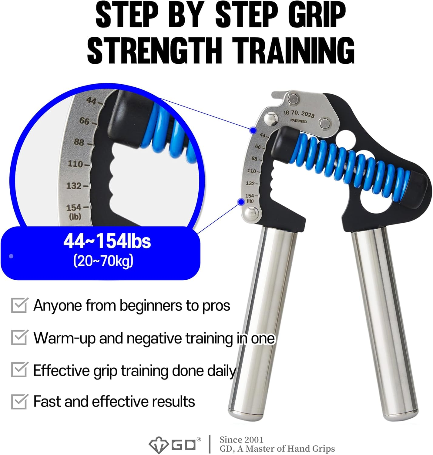 GD Iron Grip 70 Hand Grip Strengthener (Adjustable Hand Grip) Wrist and Forearm Strength Trainer Hand Strengthner image number 1