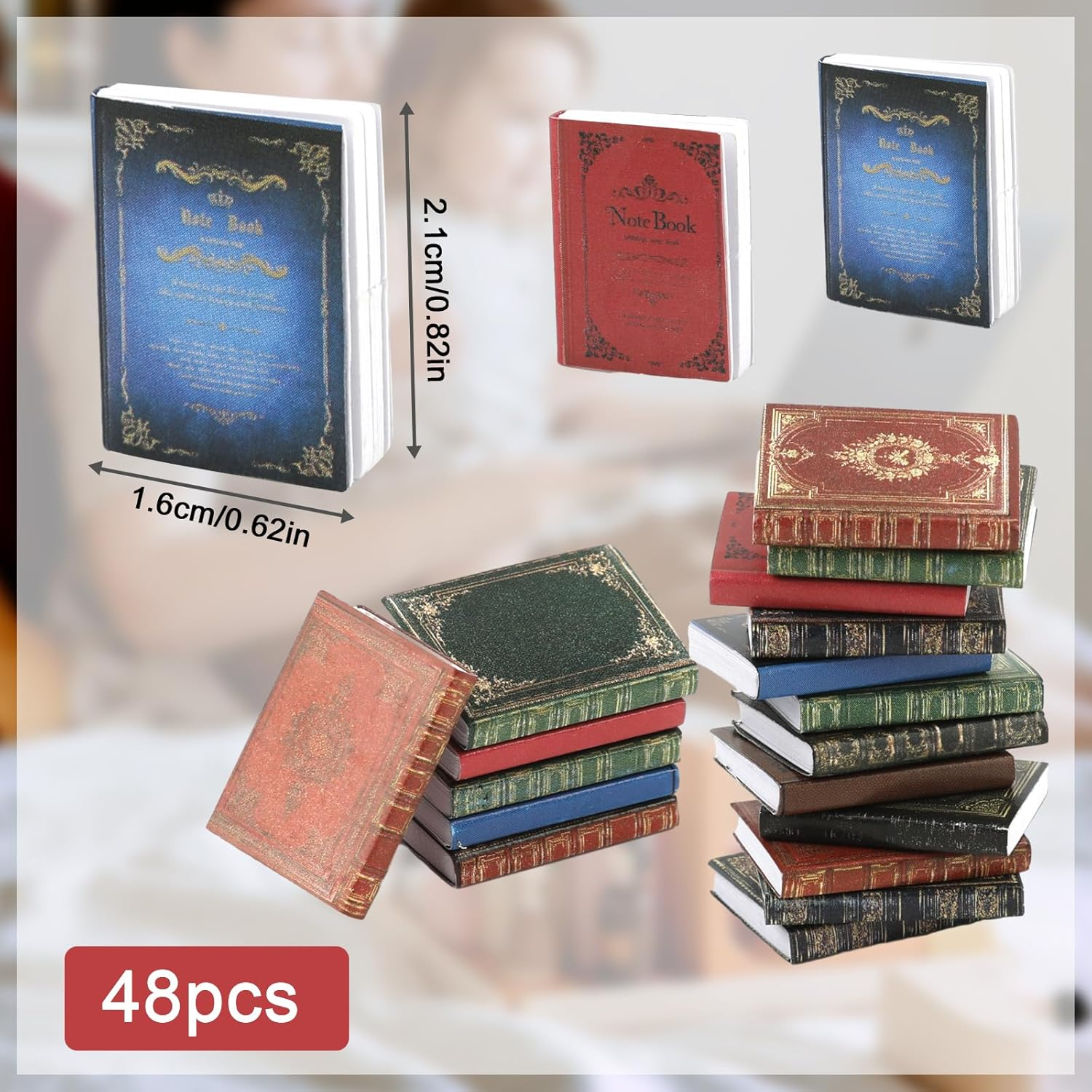 48Pcs 1:12 Scale Miniatures Dollhouse Books, Assorted Timeless Miniatures Books Dollhouse Decoration Accessories Mini Miniatures Books for Christmas Pretend Play image number 2
