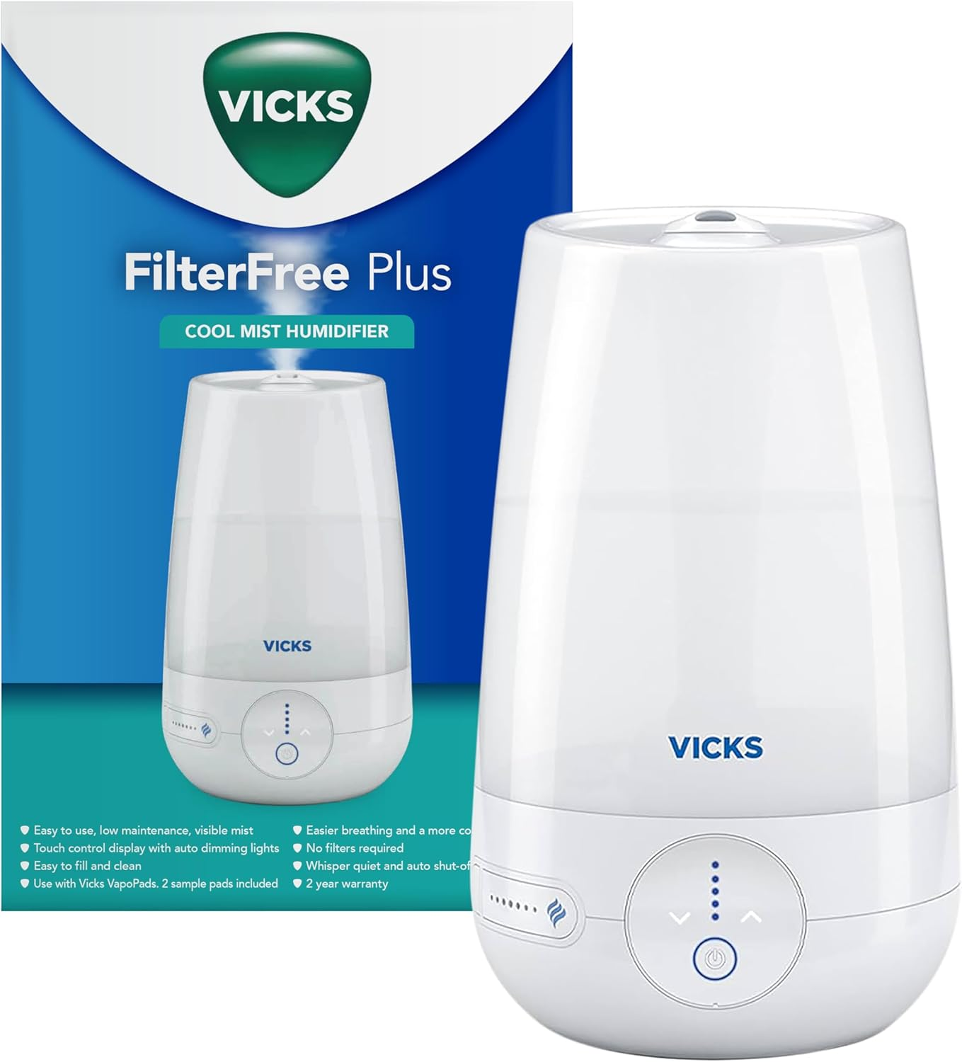 Vicks Ultrasonic Cool Mist Humidifier 4.5L for Medium to Large Room, Office, Dining or Living Area, Rotating Mist Nozzle image number 2