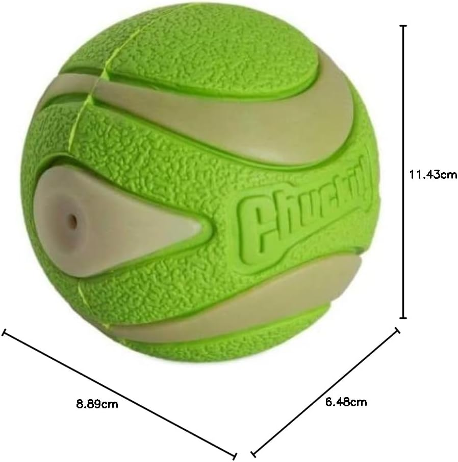 Chuckit! Max Glow Ultra Squeaker Ball Dog Toy, Durable High Bounce Floating Rubber Squeaky Dog Ball, Rechargeable Glow in the Dark Launcher Compatible Toy for Dogs, 1 Pack, Medium image number 1