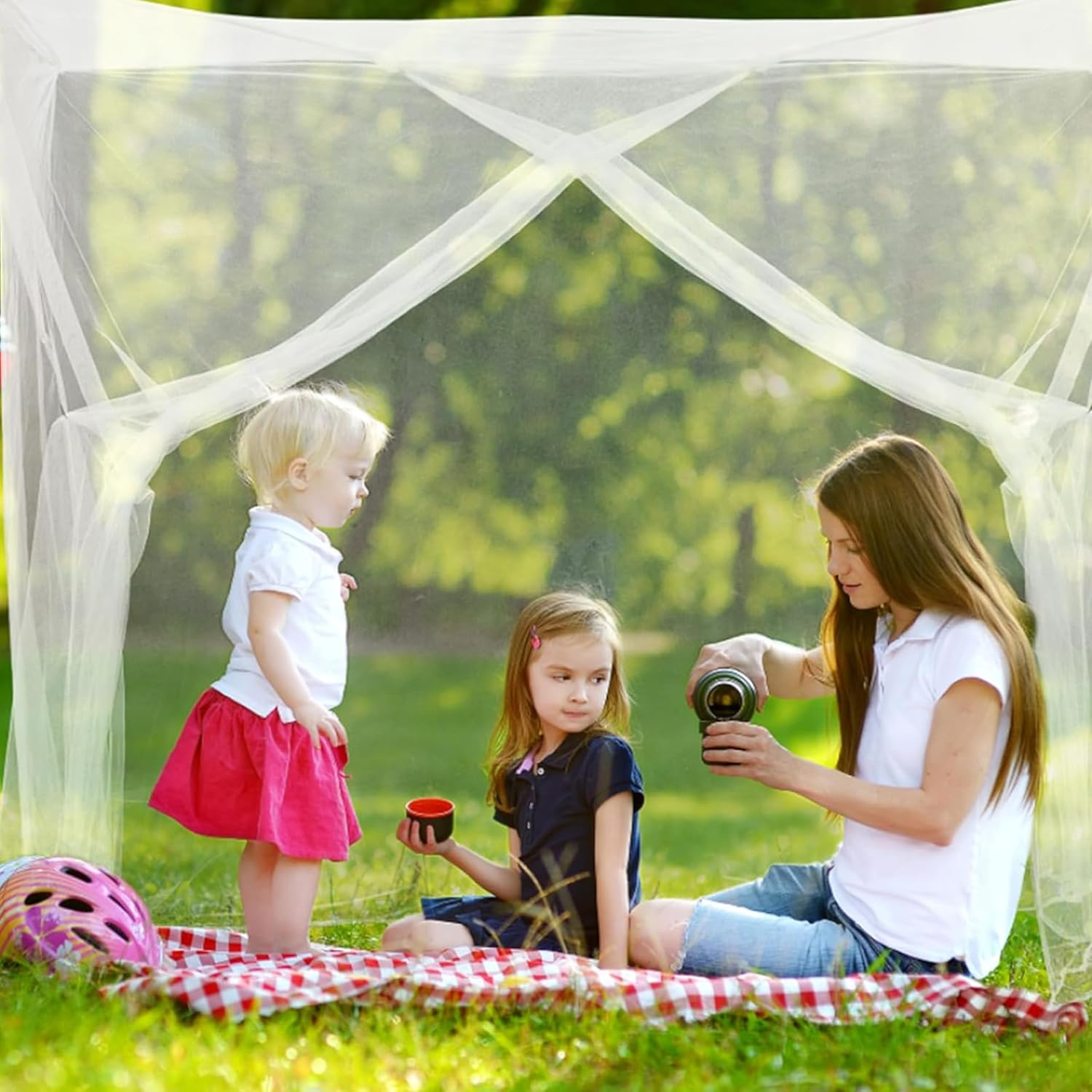 Premium Mosquito Net for Bed, White Mesh Canopy Netting, Single Side Opening, Queen and King Size, for Bedroom, Camping, Travel, Insect Protection (W1.8M&times;L2M&times;H1.6M) image number 4