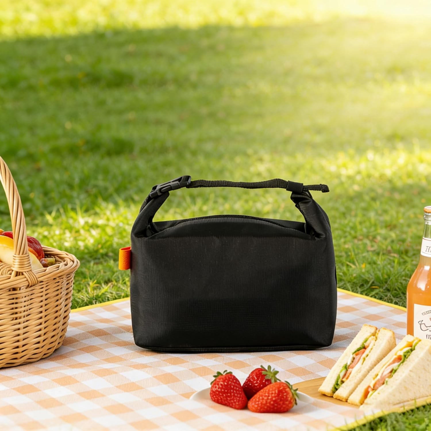 Insulated Lunch Bag for Men & Women, Waterproof Oxford Fabric with Long-Lasting Thermal Protection - Lunch Bag Reusable Cooler Bag for Work, School, Picnic, Travel (Black) image number 6