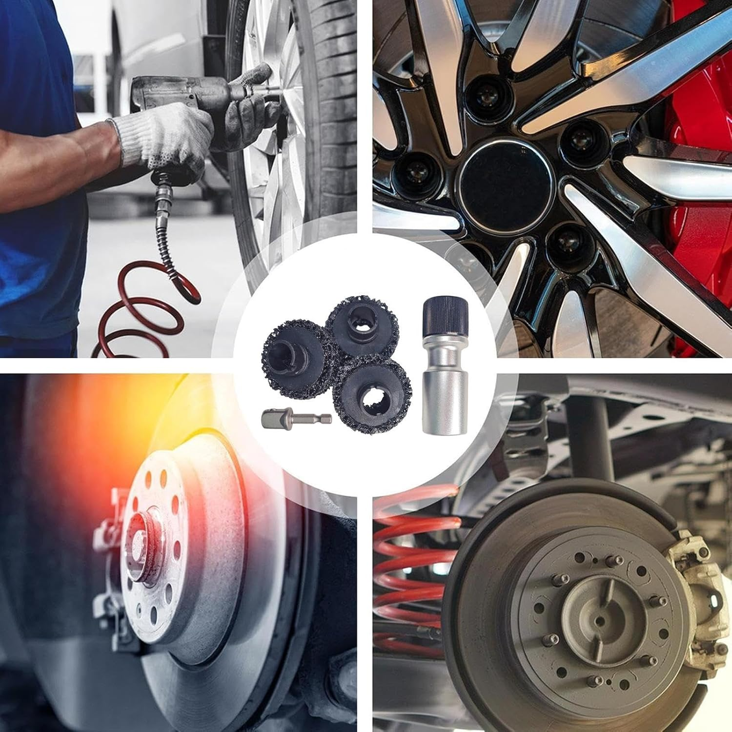 Jvjggag Hub Cleaner, Hub Rust Care Removal, Rotary Wheel Axle Head Rust Removal Tool for Vehicle, Outdoors, Garage, Motorcycle, Truck, Automotive image number 3