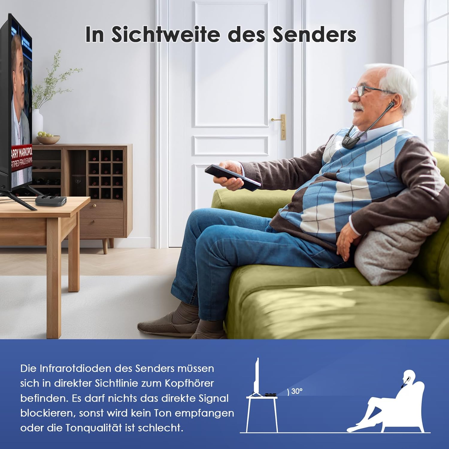 SIMOLIO Duo Wireless TV Headphones with By-Pass, Wireless Headphones for Tvs and Music Systems with L/R Balance Volume Control, Hearing Amplifier for Ambient Sound, Earphones for Seniors image number 1