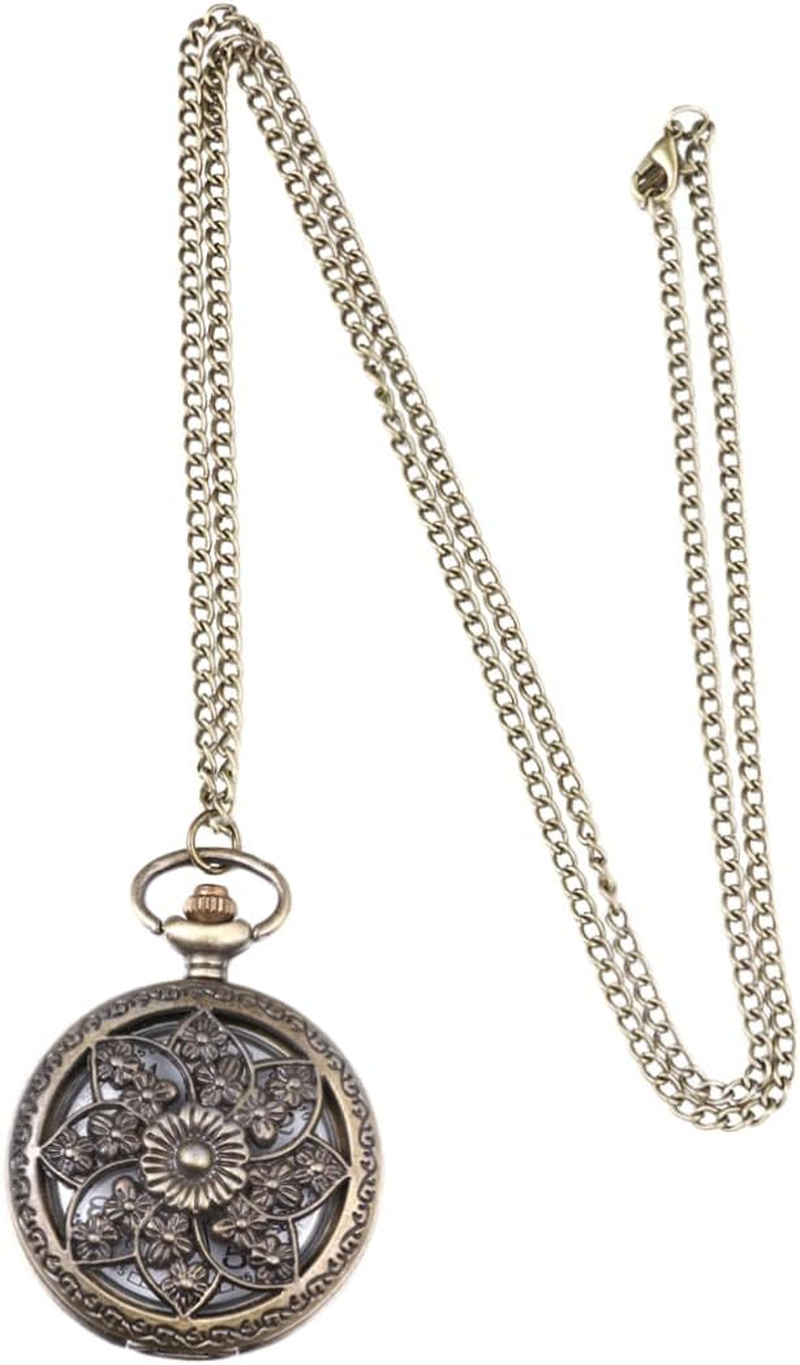 Gatuida 1Pc Retro Pocket Watch Zinc Alloy Hollowed-Out Quartz Watch Chain for Fashion Statement
