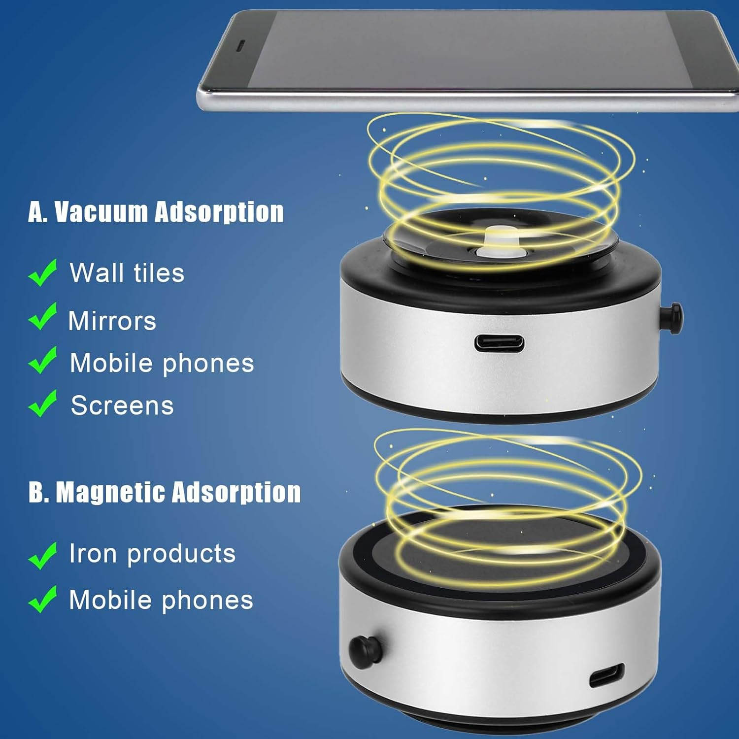 Magnetic Cell Phone Holder Suction Cup for Car, 360&deg; Rotation Mobile Phone Holder Adjustable Magnetic Suction Cup Holder for Windscreen Dashboard (Silver) image number 5