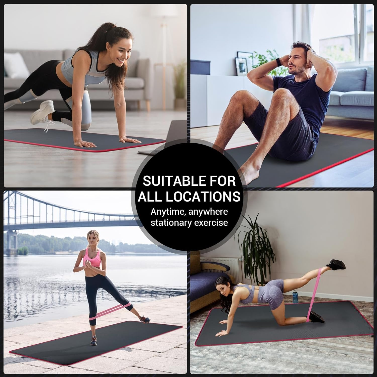 DAWNTREES 185X80Cm Thick Yoga Mat Fitness & Exercise Mat with Carrier Strap,Non-Slip Exercise Mat High Density Anti-Tear Pilates Mat for Yoga Pilates and Gymnastics