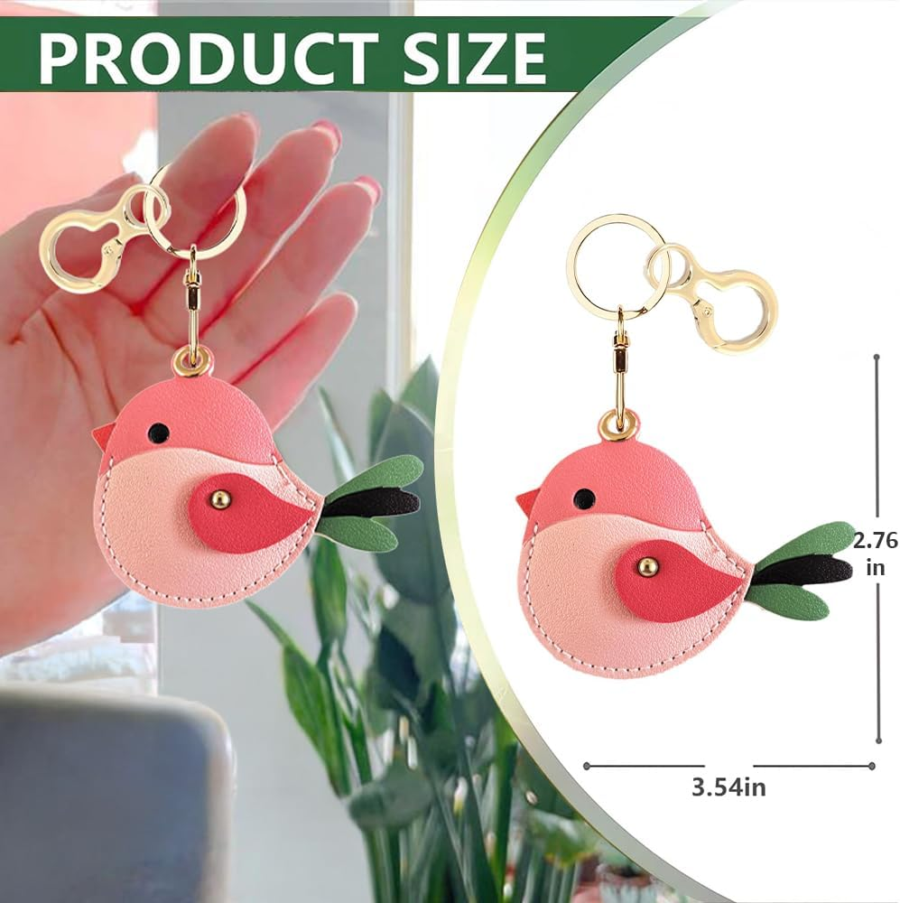 Bird Shaped Tracker Keychain, Leather Protective Case with Key Ring for Smart Tags, Anti-Scratch Cover for Pet Tracking and Bag Accessories image number 3