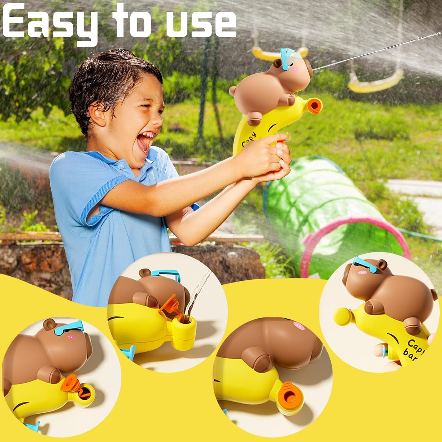 Capybara Water Fight Toy, Water Spray Gun, Summer Perfect Toy for Sports, Pools, Beaches and Outdoor Water Fights, Pack of 4 image number 6