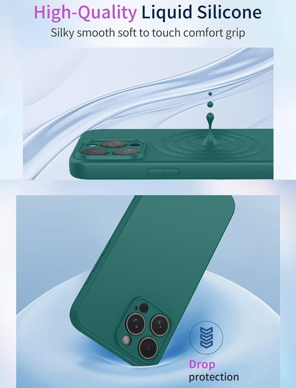 SEAHAI Case for Nothing Phone (3A) Pro, Ultra Thin Silky-Soft Touch Soft Liquid Silicone Phone Cover with Shockproof Airbag Design, Premium TPU Bumper Fashion Case - Dark Green