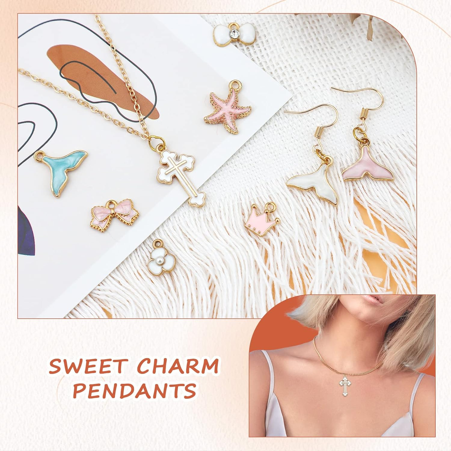 JIALEEY 100PCS Gold Plated Enamel Charms Mixed Moon Star Fruit Animal Charm Colorful Pendant DIY for Necklace Bracelet Jewelry Making and Crafting, Zinc Enamel, Alloy Enamel image number 3