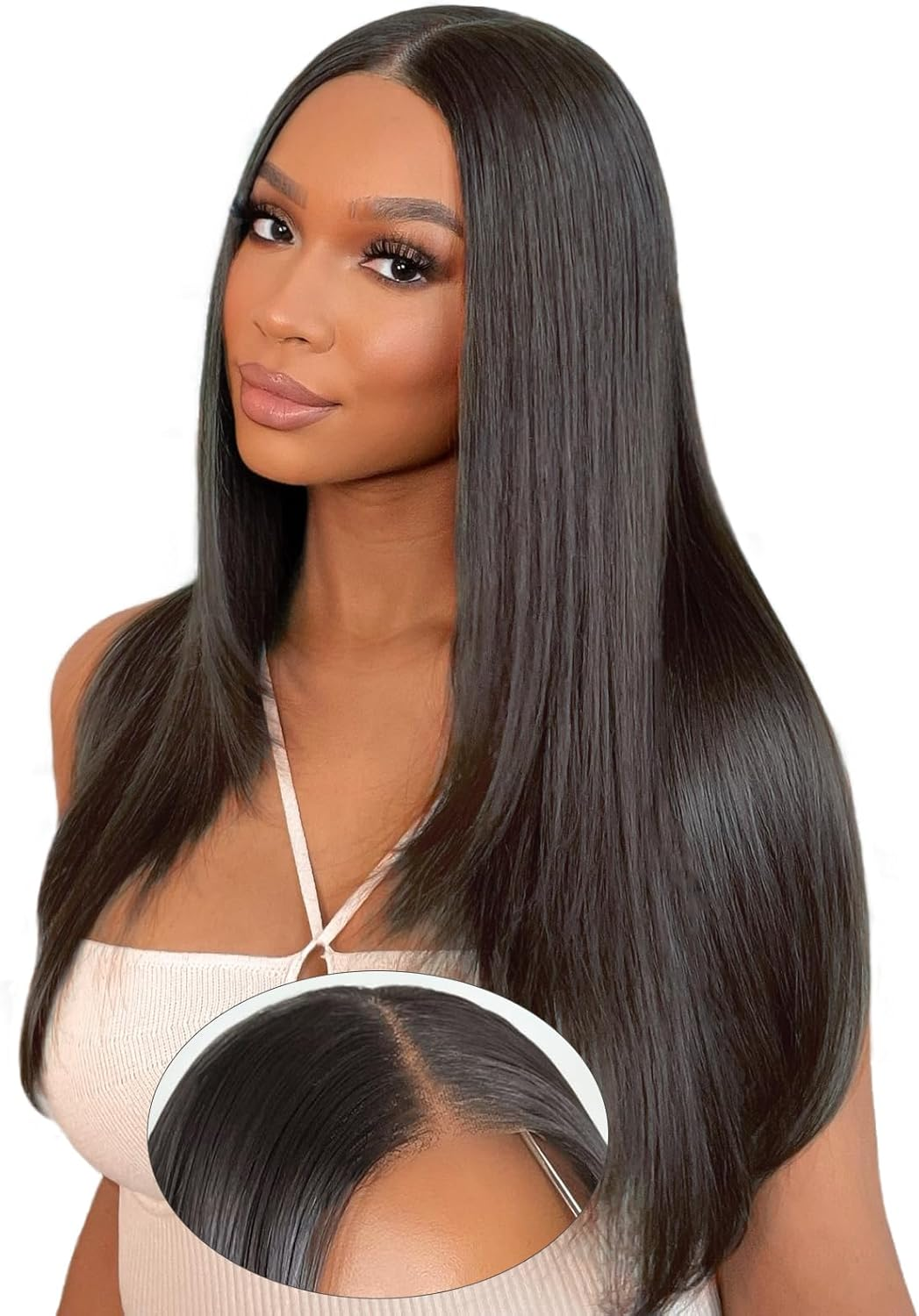 18 Inch Real Hair Wig, 5 X 5 Lace Front Wig, Human Hair with 200% Density, Straight, Glueless Human Hair Wigs for Black Women, Natural Black Colour, Wigs Real Hair Women (45 Cm)