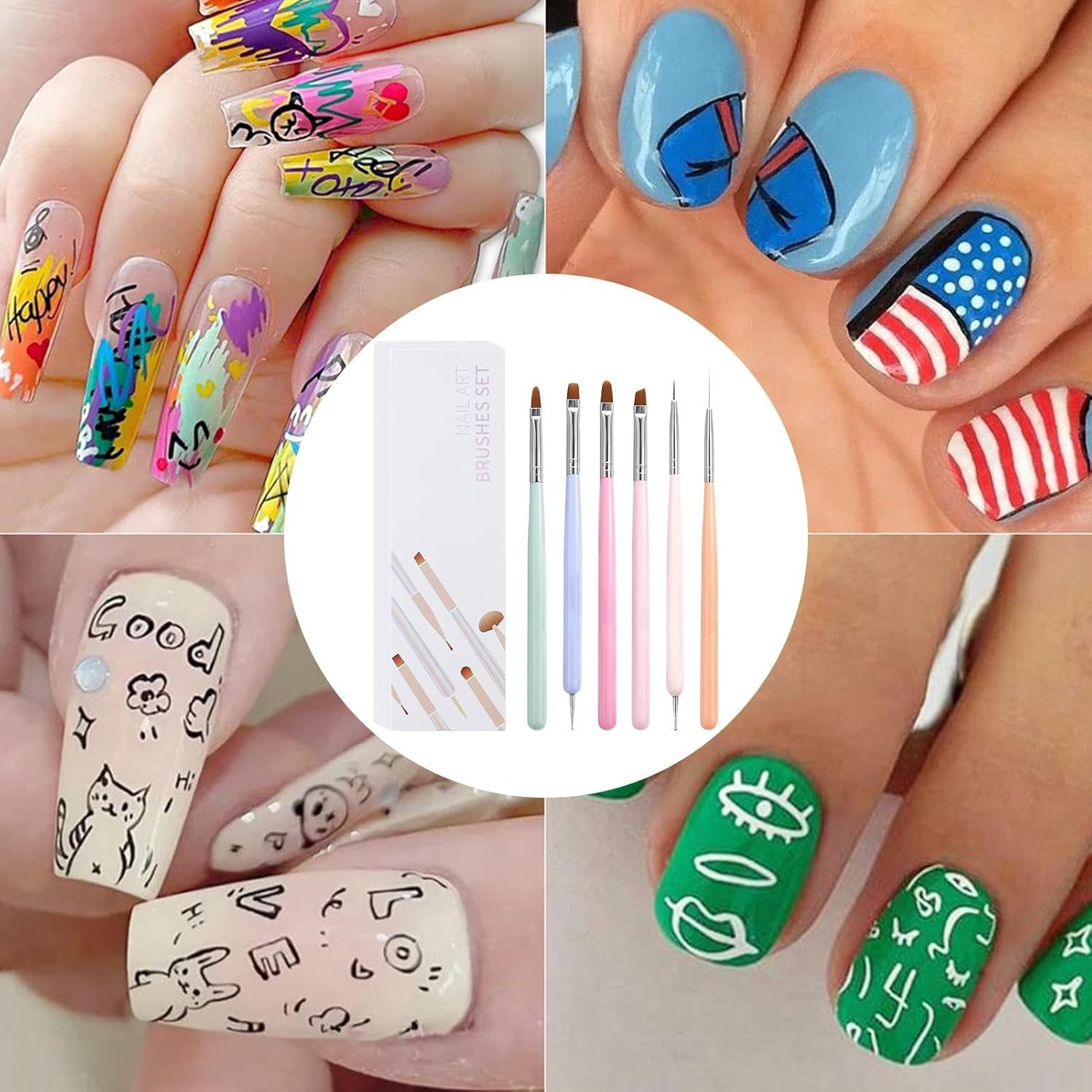 GEUGECY Nail Paint Pens - Gel Nail Polish Pens - Rhinestone Picker Double-Headed Manicure Tool Set for Women Salon Home Outdoor Professional Daily Studios Indoor UV Gel Travel