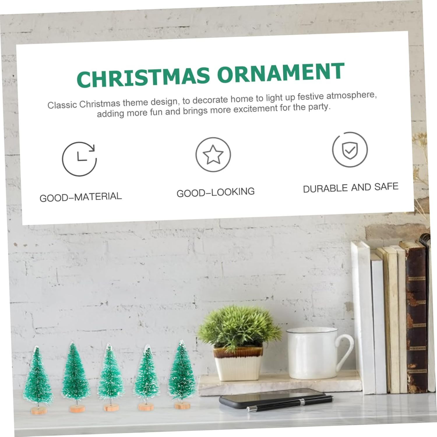 Mini Christmas Tree Box 12 Pcs Set PVC Christmas Decor Ornament Adornment for Home and Party