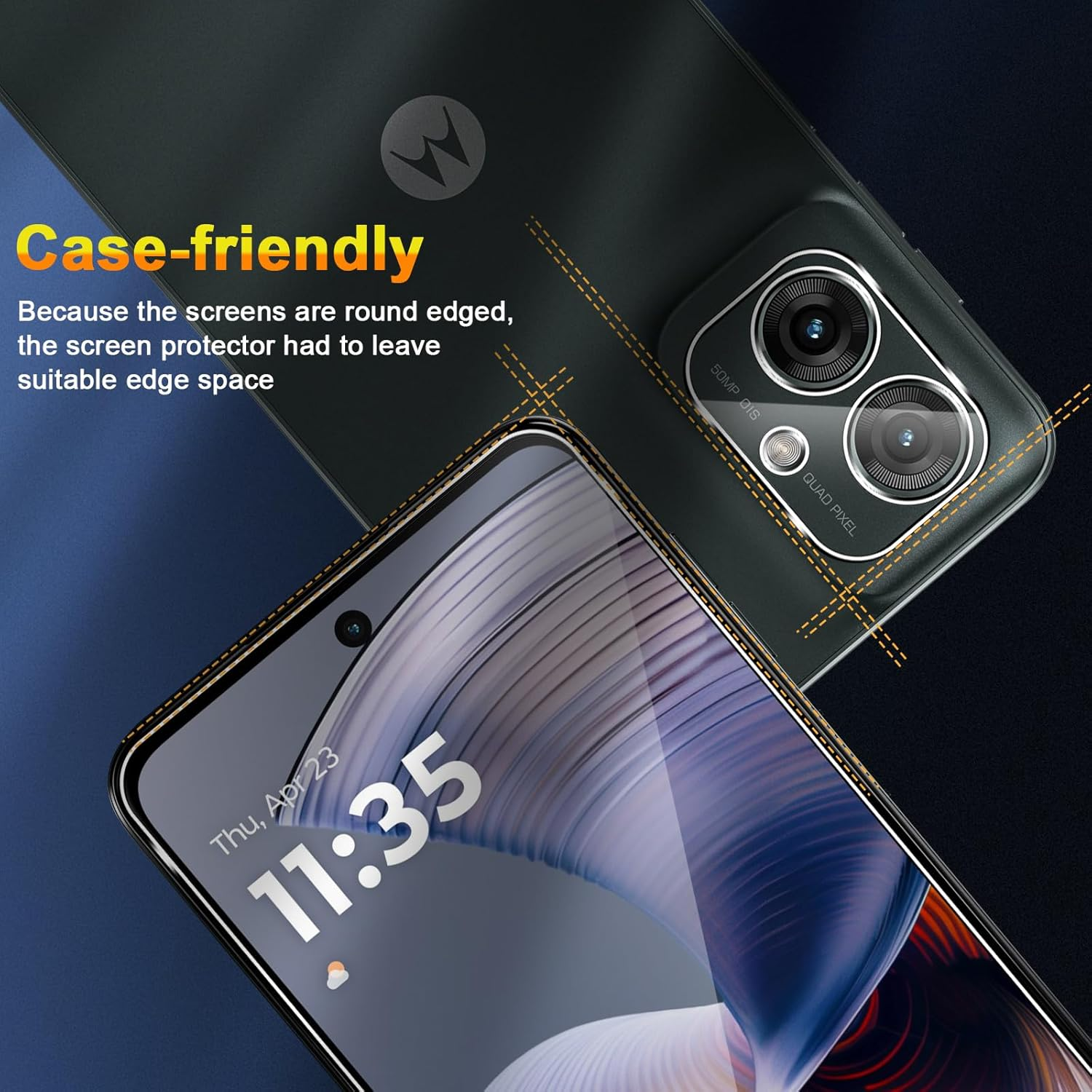 QULLOO Screen Protector for Motorola Moto G55, Pack of 2 Tempered Glass Screen Protector with 2 Camera Protection [9H Hardness Glass Film] [HD Clear Protective Glass] [Anti-Scratch Screen Protector] - Transparent -F6 image number 7