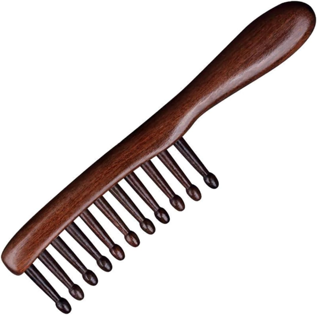 Healeved 2Pcs Wood Comb Wide Tooth Detangler for Women Men Wooden Massage Hair Comb Scalp Massager for Hair Care