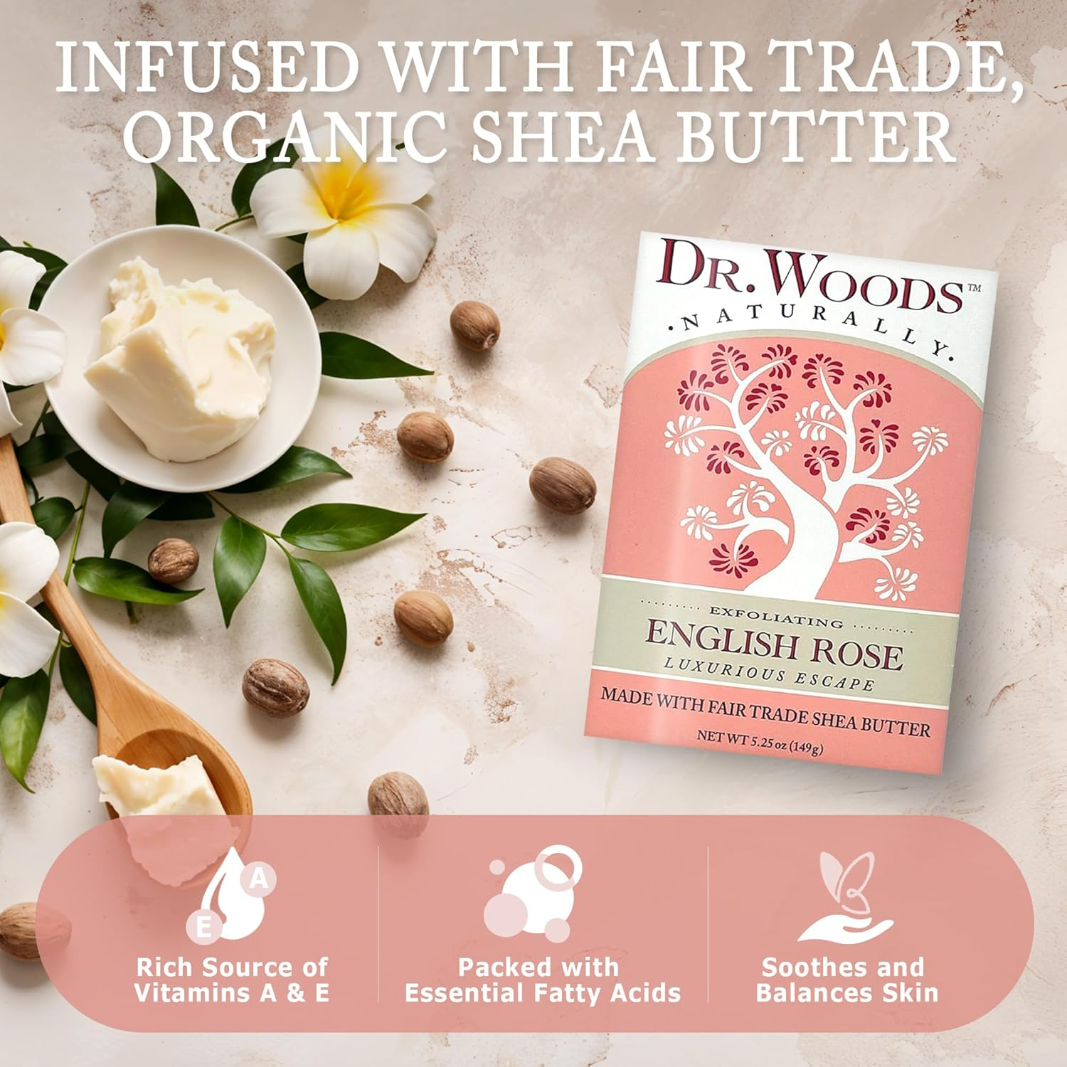 (3 X 160Ml) - Dr. Woods Bar Soap Skin Lightening English Rose, 160Ml, Pack of 3 image number 5