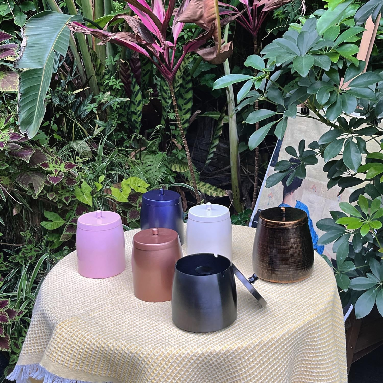 Ash Tray, Large Outdoor Ashtray with Lid, Ashtray for outside Patio, Stainless Steel Windproof Smokeless Ash Tray for Balcony, Ashtrays for Smokers, Cigar, Home Office Decoration image number 2