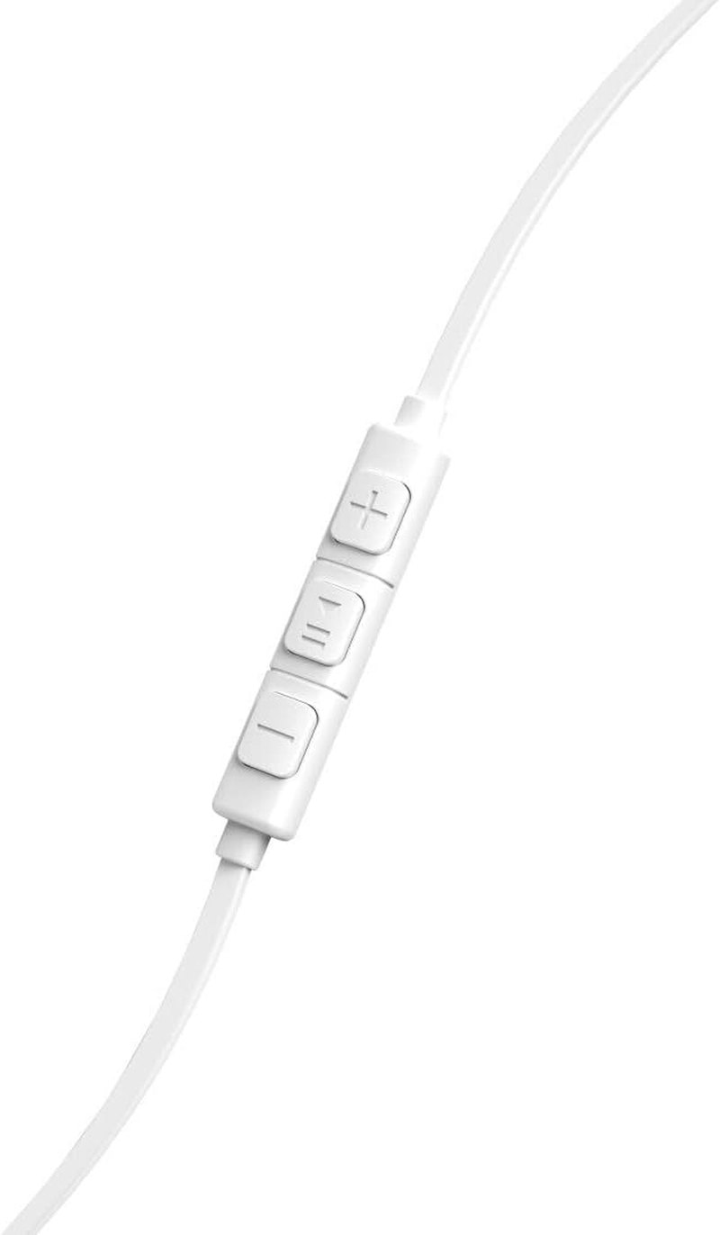 Hama German Intense Earphones with Mic Flat Ribbon Cable White