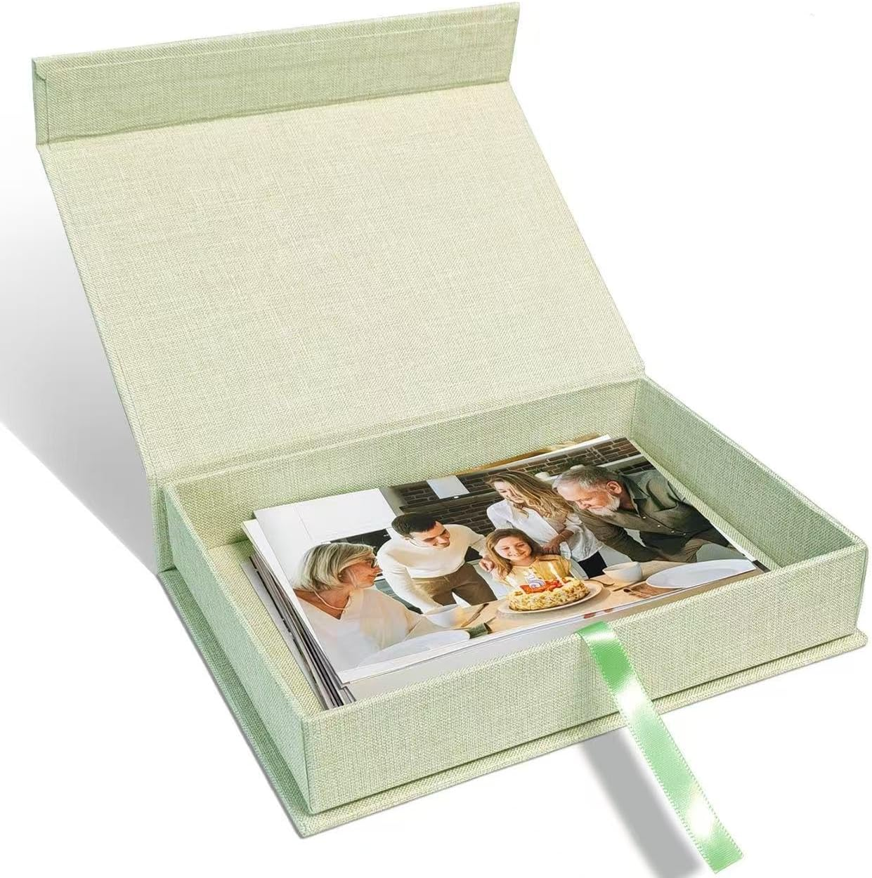 Sprsthai Photo Storage Box 4X6 5X7 - Archival Photo Organizer Box with Lid, Stackable Memory Keepsake Box for Photos, Pictures, Certificates, Jewelry & Scrapbooking Supplies, Black