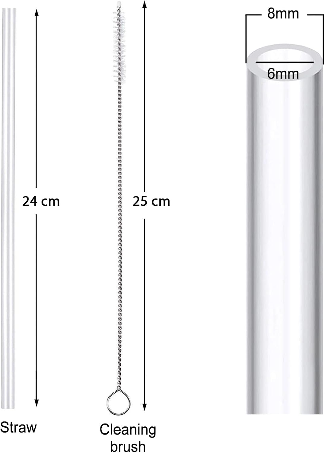 4 PCS Wide Mouth Straw Lid Replacement Straws Compatible with Hydro Flask and Most Wide Mouth Straw Lids [4 Straws + 4 Cleaning Brushes] BPA Free image number 3