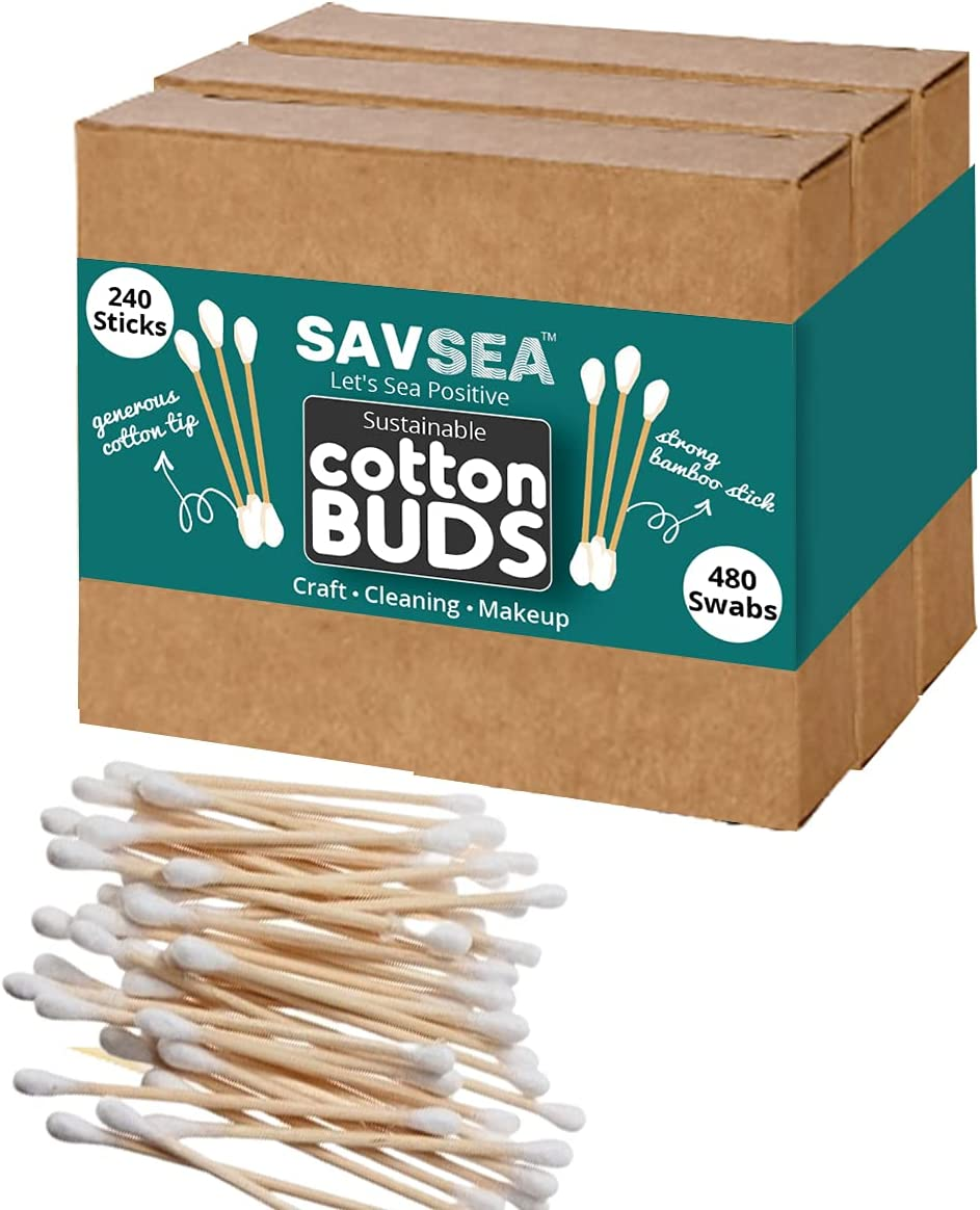 Bamboo Cotton Buds/Swabs 239 Stems / 480 Swabs (Pack of 3) image number 1