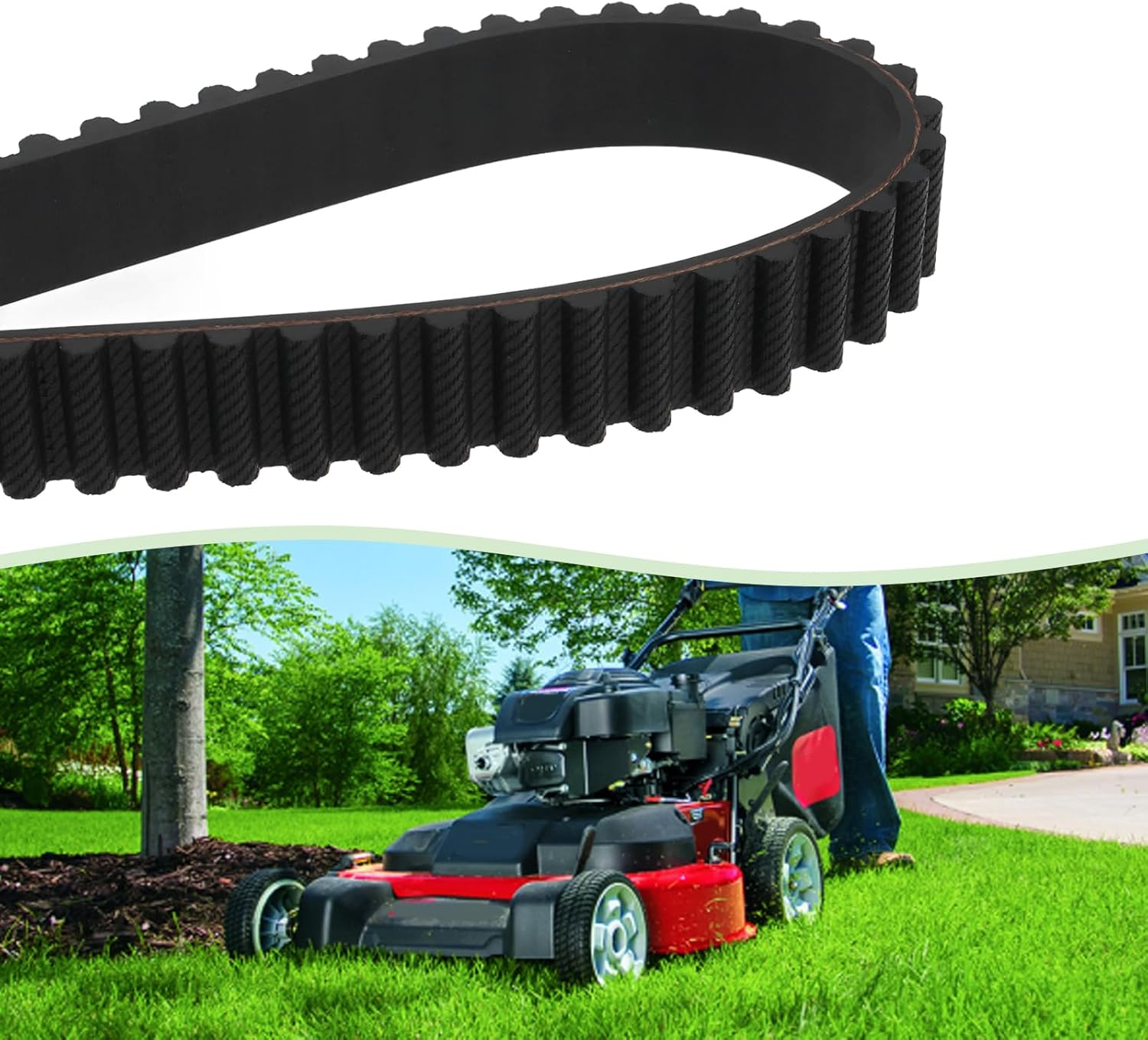 Ecsing 1Pc Lawn Mower Deck Timing Belt Tractor Belt Replacement 120-3335 1203335 265-610 Compatible with Toro Time Master with 30" Deck 20978 21199 44X3/4 Inch Black image number 6