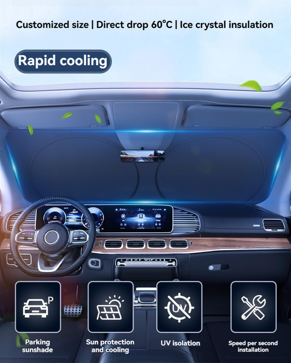 Windshield Sun Shade for Toyota RAV4 Front Window Shades Cover for 2010-2024 Windshield Sun Visor Protector Car Accessories