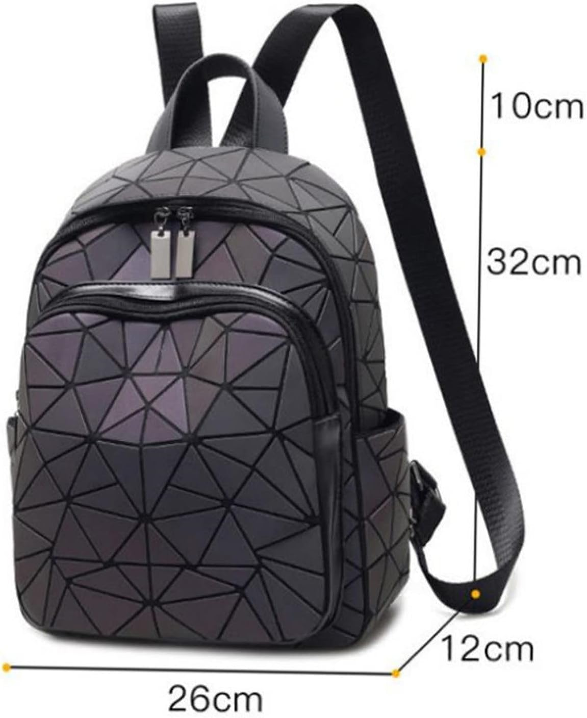 Women Luminous Backpack Fashion Geometric Diamond Travel Shoulder Bag Folding Female Student School Shine Backpack image number 1