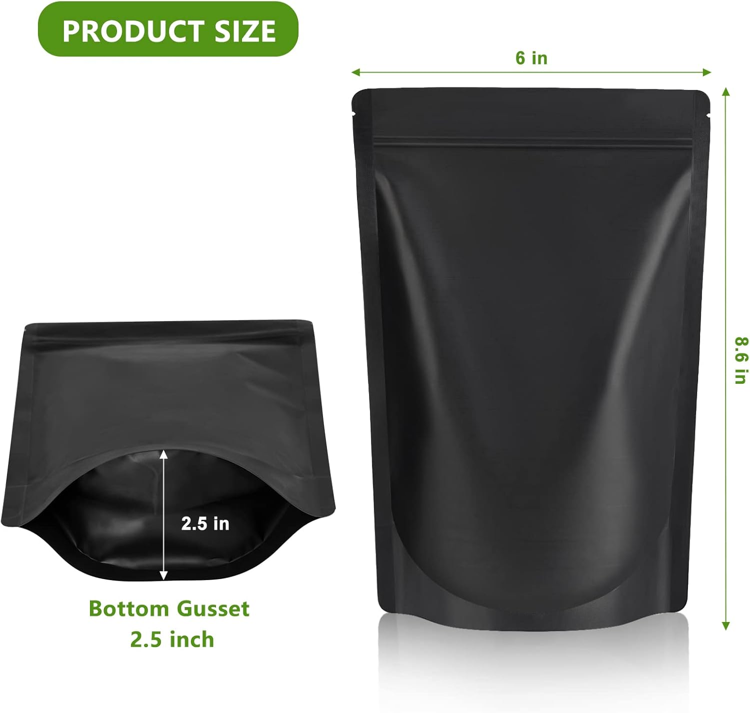 Durimoiy 4.7 Mil Thick 100 Mylar Zip Bags Black - 6X8.6 Inch Airtight Odor Proof Stand up Baggies Aluminum Foil Zip Pouch Bag (Double-Sided Matte Black Bag) image number 1